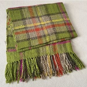 Crate & Barrel Kelli Throw Green Fringe